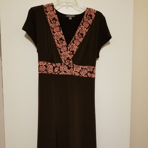 Apt 9 dress, chocolate brown with coral accents
